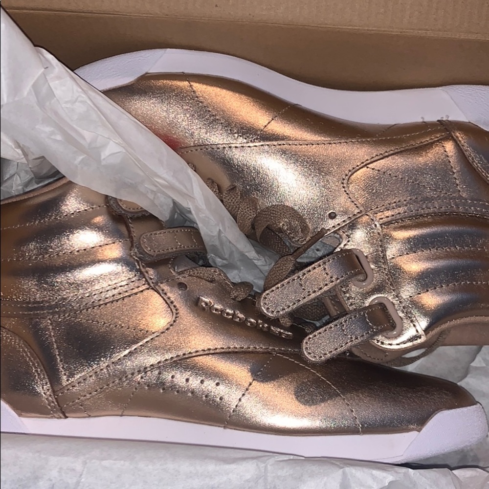 Reebok Freestyle Hi Metallic Rose Gold Sneaker